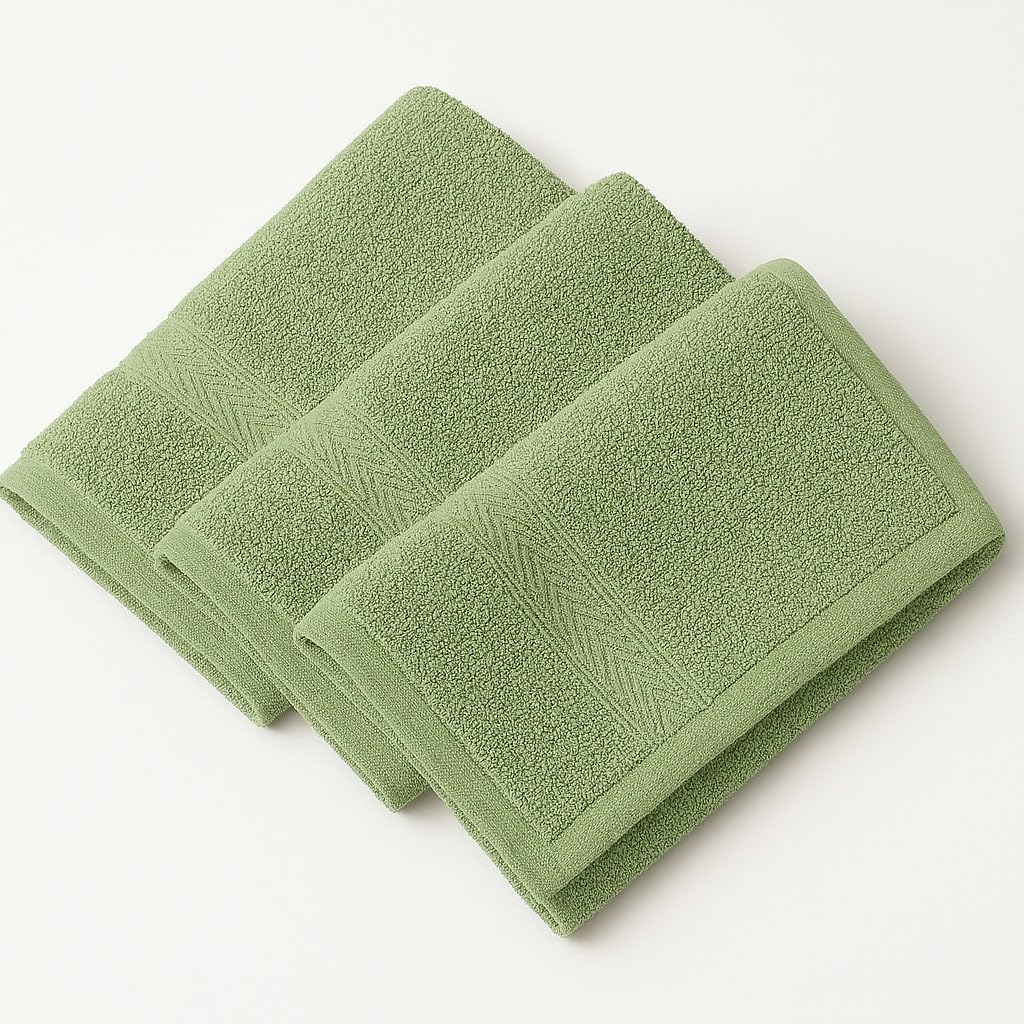 Dollar 3-Pack Cotton Face Towels - Soft & Absorbent -3