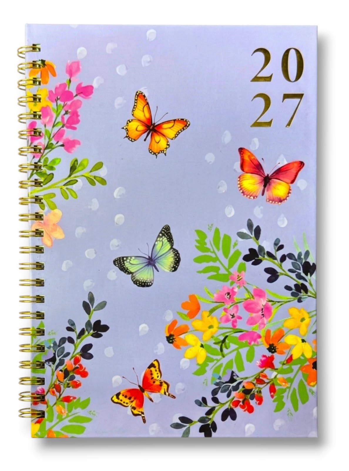 PaulStore 2027 Diary A5 Week to View – Hardback Spiral Wiro Bound Weekly Planner with Animated Cover Design (Butterflies)
