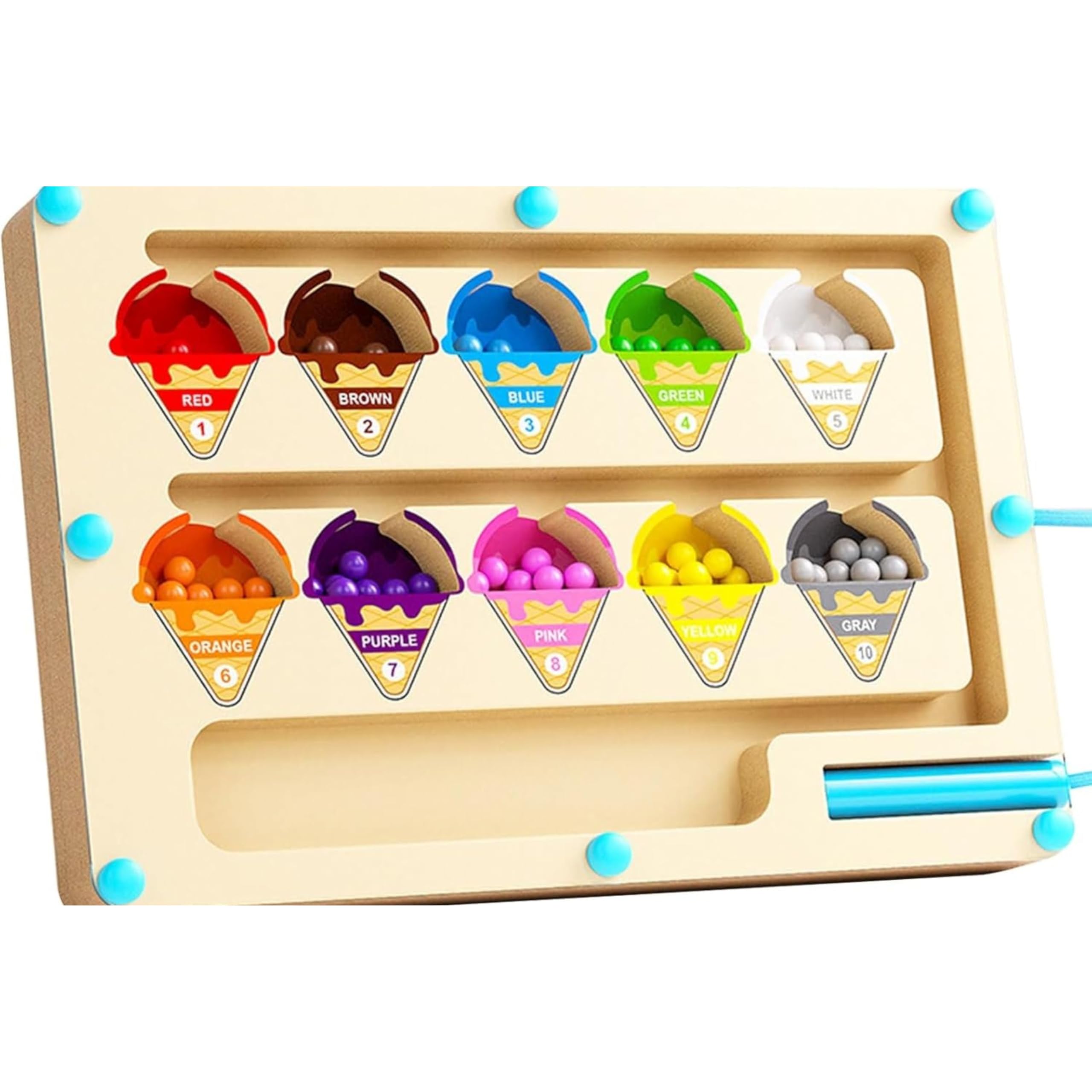 Magnetic Color and Number Maze,Color Matching and Counting Puzzle Board, Fine Motor Skills Educational Toy for Boys and Girls Ages 3 to 5 (Cone Maze)-image-46