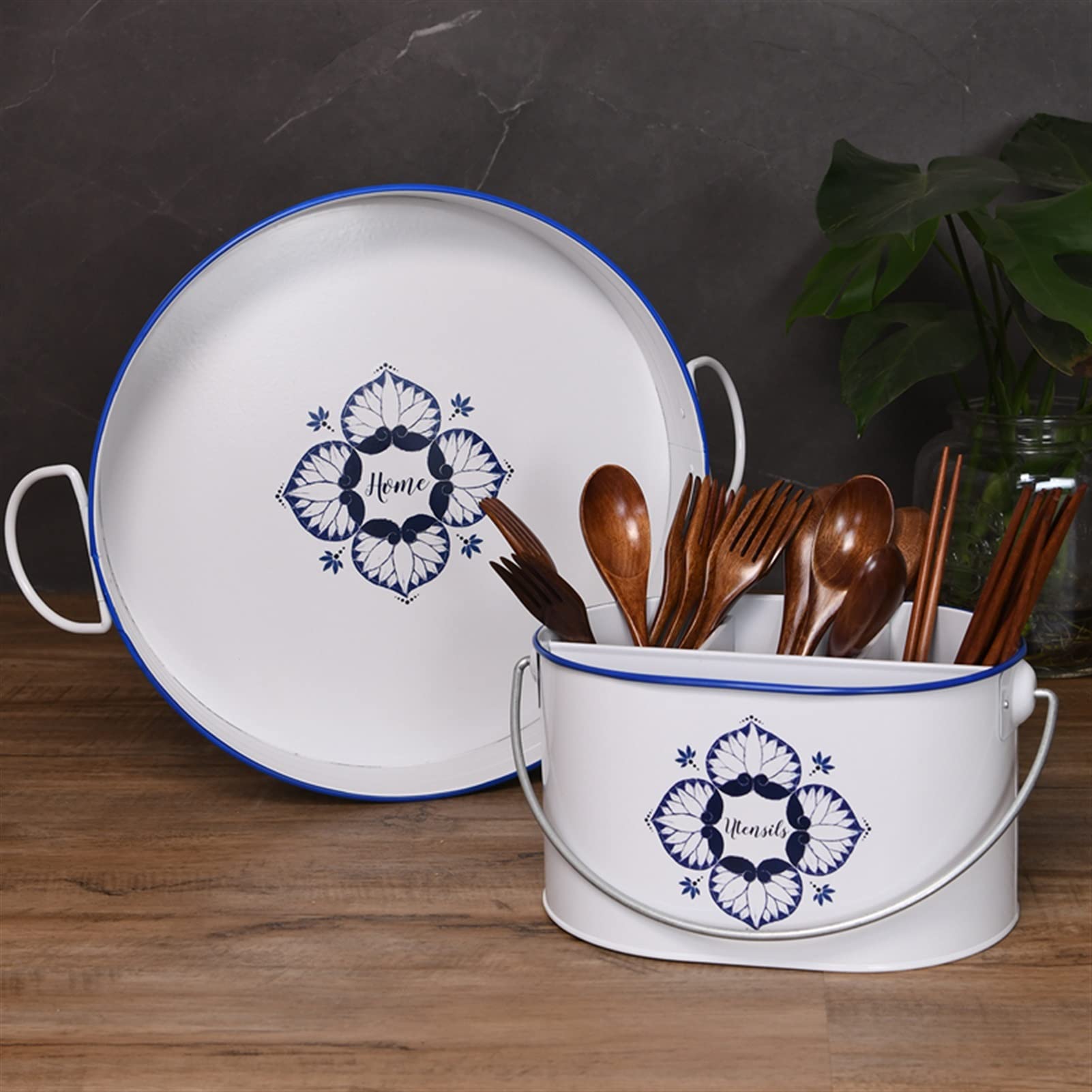 Utensilienhalter 4 Gitter Küche Utensil Container Aufbewahrungsbins Metall Eimer for Topflöffel Essstäbchen Halter Löffel TOP Clip Box Geschirrwerkzeuge Besteckhalter