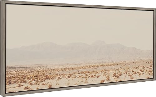 Kate and Laurel Sylvie California Dreaming - Lienzo enmarcado para pared, 18 x 40 pulgadas, gris, arte moderno de paisaje de montaña del desierto