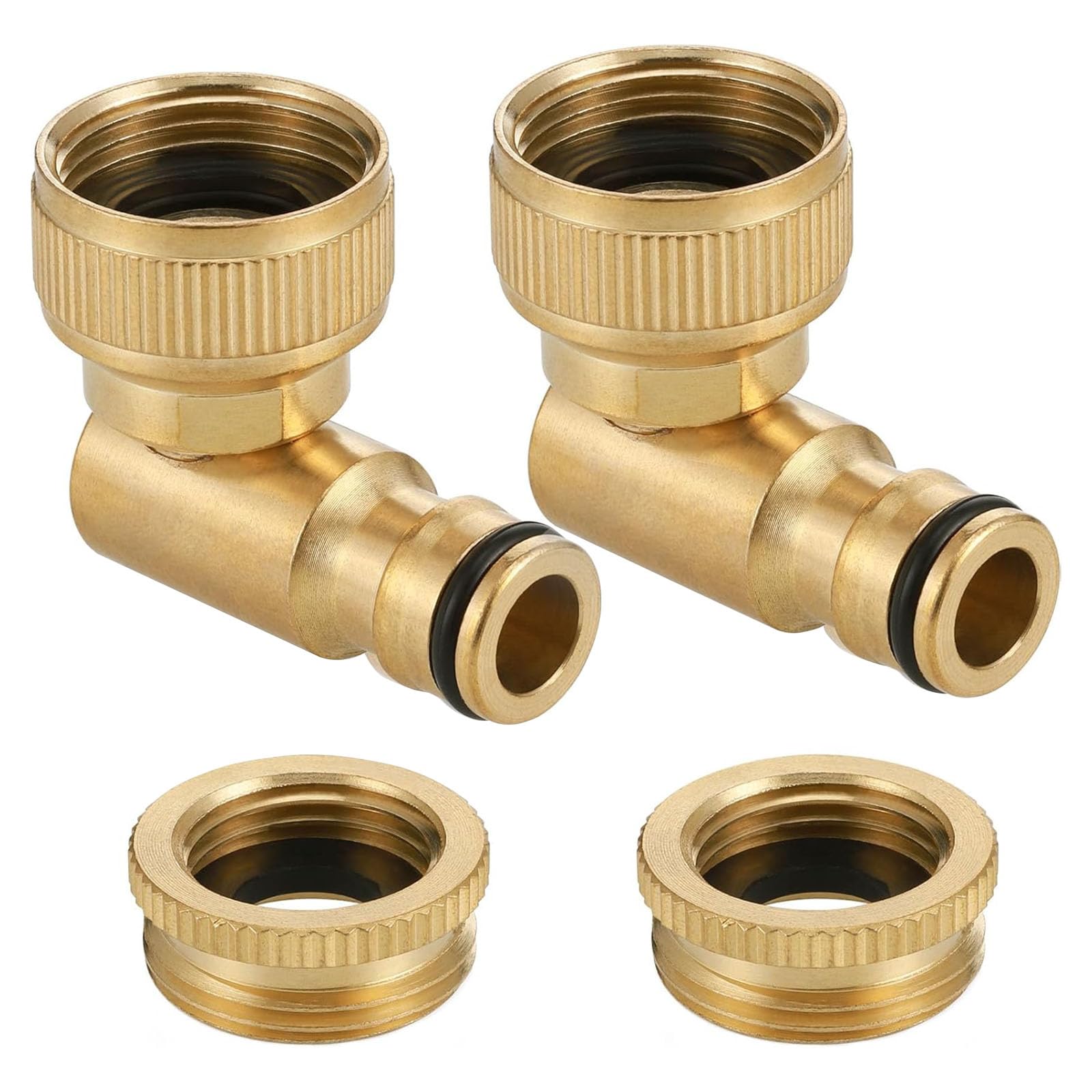 Msioytog Multicolor 2 Pack Brass Hose Pipe Adapters Garden Tap Connectors For Irrigation And Car Washing 90 Degree Rotating Angled Elbow Garden Irrigation Supplies