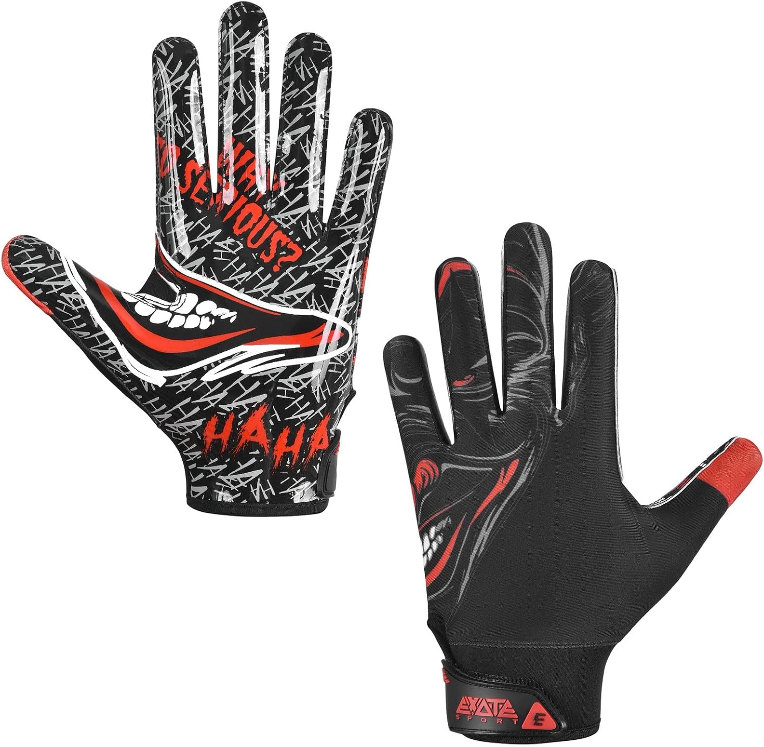 Youth Football Gloves American Reciever Villain Football Gloves for Adult Men Women and Boys with Super Sticky Silicone Grip Palms Ultimate Performance Boosters