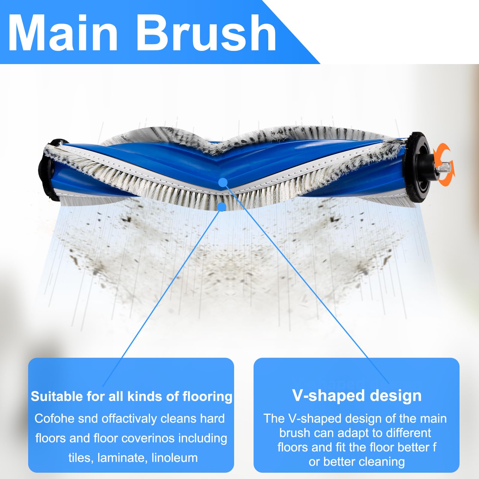 Kit d'accessoires pour ECOVACS DEEBOT X5 Omni, Accessoires pour ECOVACS DEEBOT X5 Pro aspirateur robot avec 1 brosse à rouleau, 2 filtres HEPA, 6 lingettes, 4 sacs à poussière, 6 brosses latérales - 5