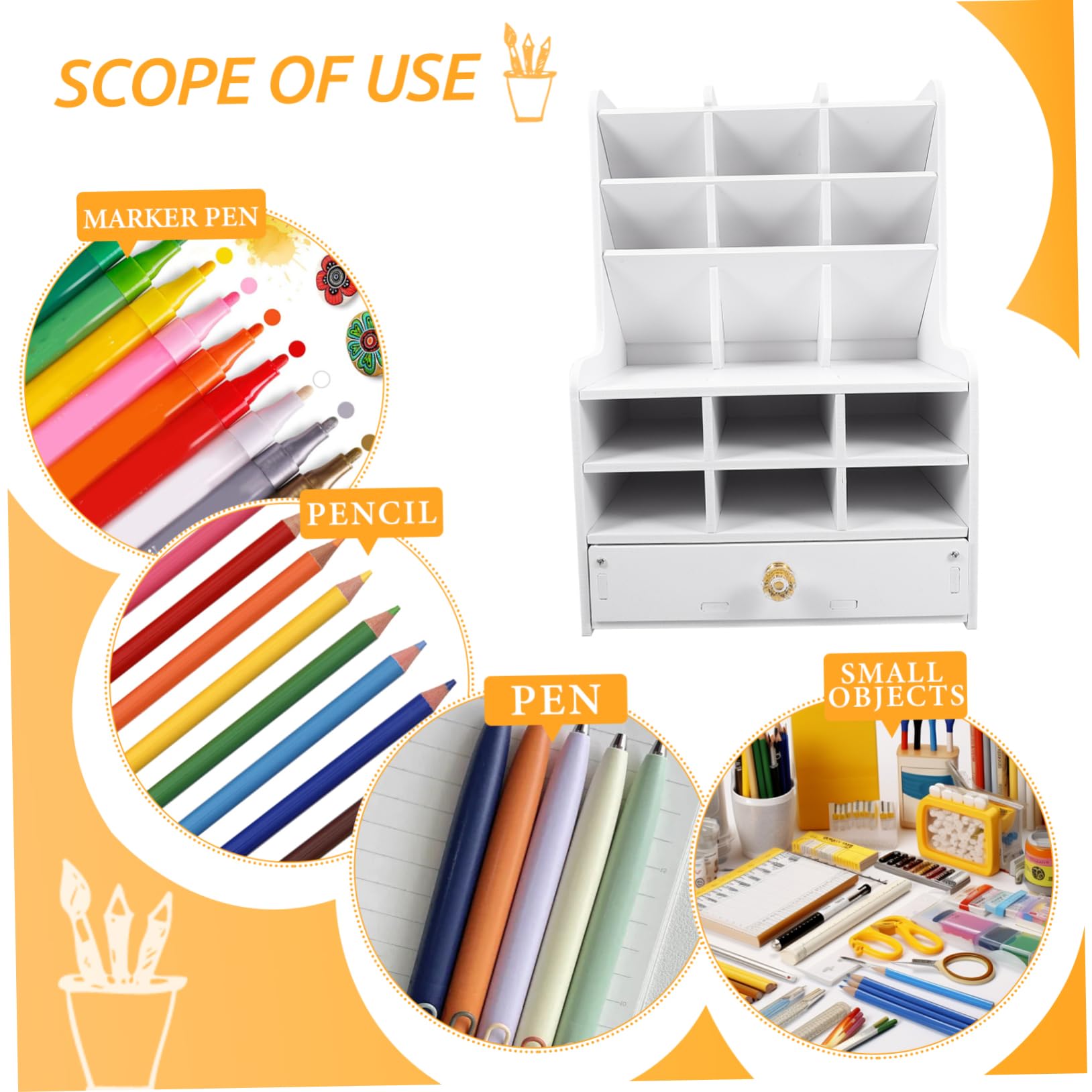 Organizer per Penne da Scrivania Organizer da Tavolo in Pvc Scomparti Multipli per Cancelleria e Penne