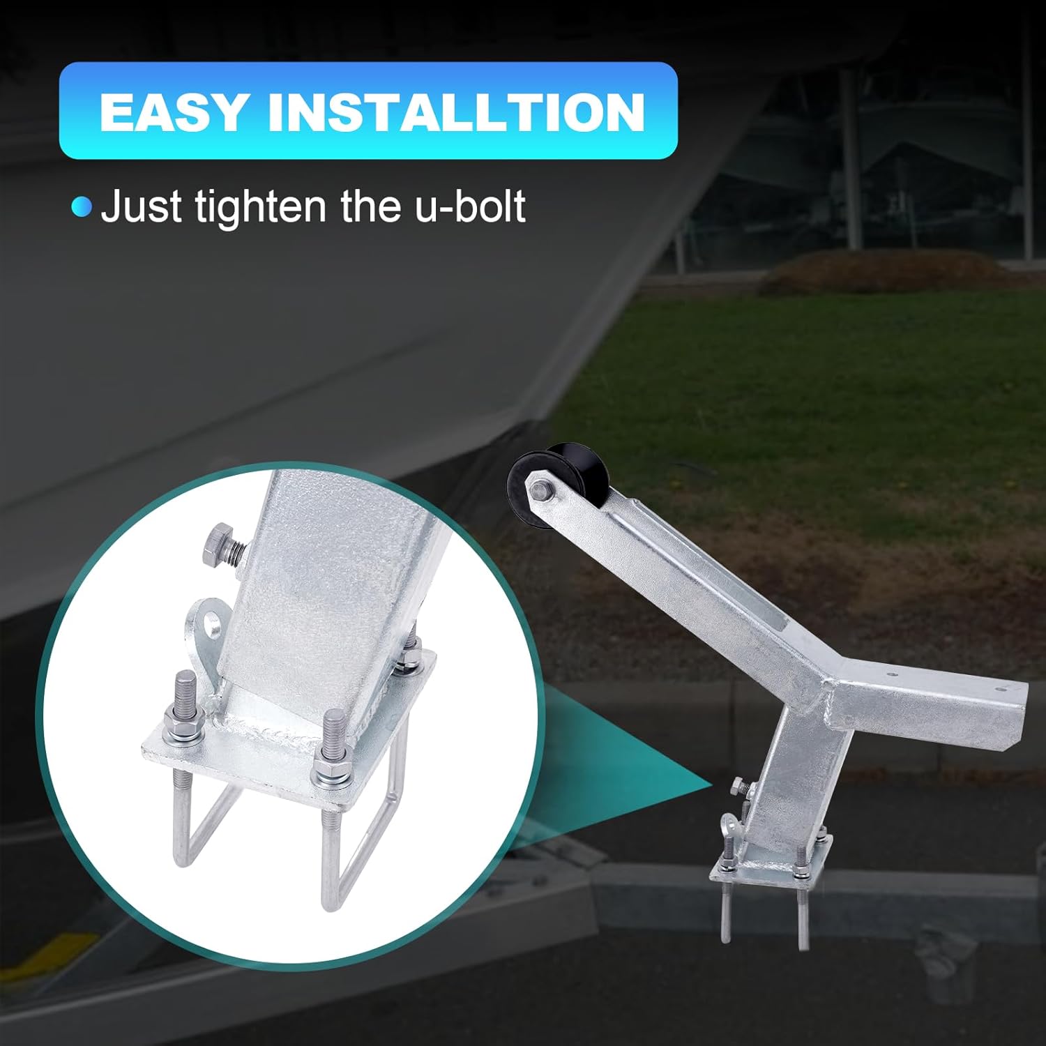 Boat Trailer Winch Stand with Roller Compatible with 3" W X 4" H Boat Trailer Drawbar，Adjustable Height Winch Post Mounts, Galvanized Steel