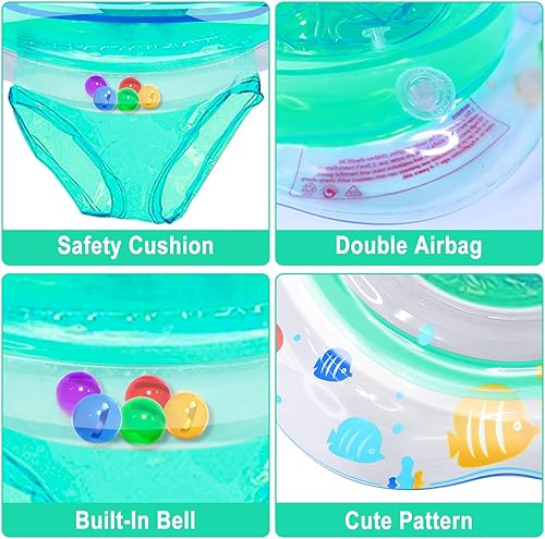 Miniatura 15 de Flotadores de anillo de natación para bebés con asiento de seguridad, doble bolsa de aire para bebés, niños, flotadores de bebé, flotador