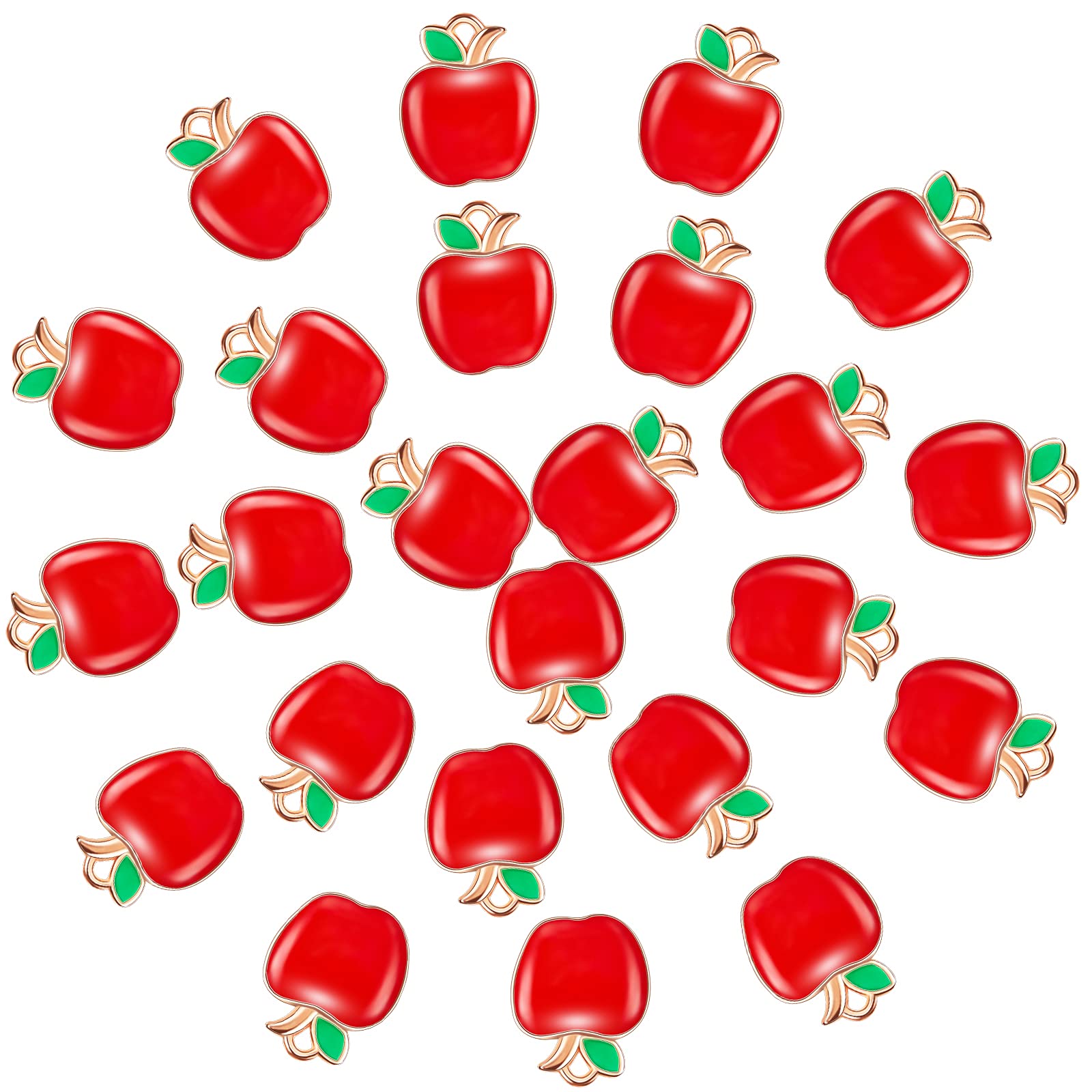 50 Breloques Pomme Porte-bonheur En Acier émaillé Rouge - Pour Création De Bijoux DIY (colliers, Bracelets, Cadeaux) - 5