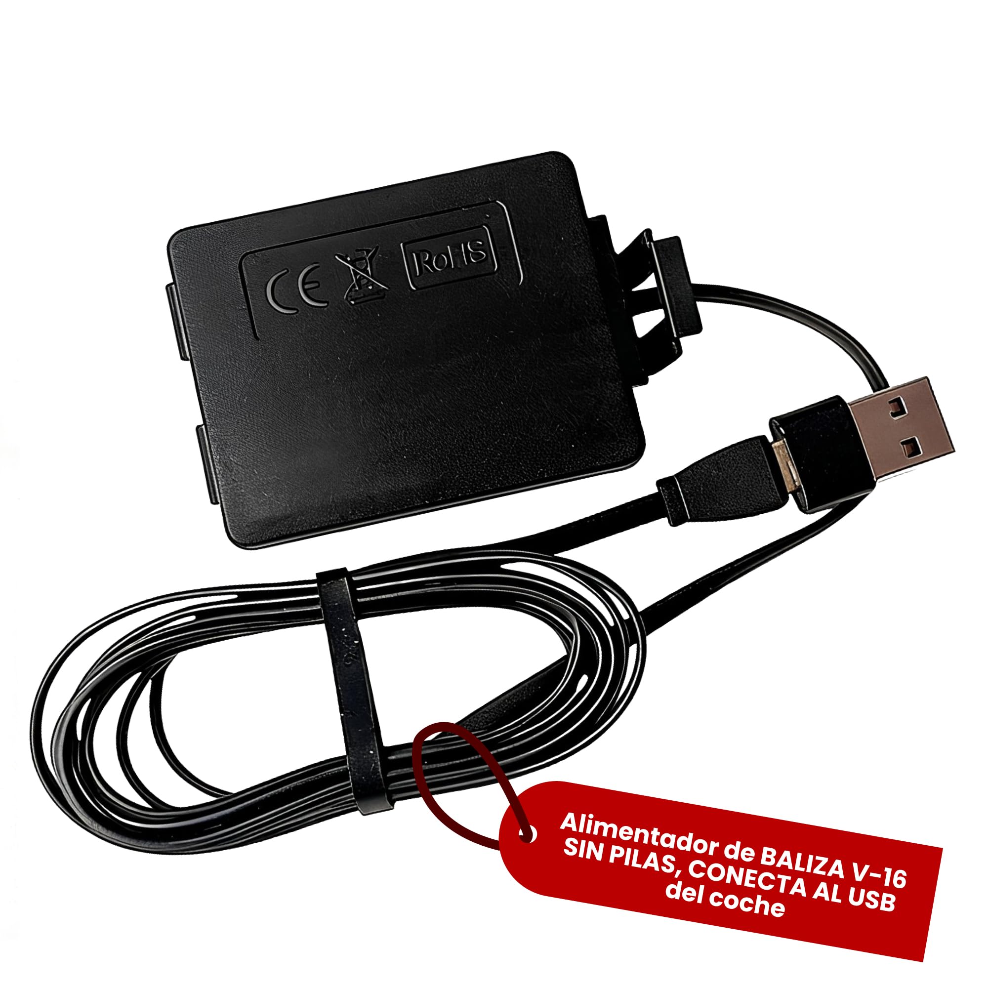 Cargador Baliza v16 geolocalizada, v16 homologada dgt geolocalizacion 3.0, Baliza v16 homologada dgt con geolocalizador Cable Adaptador de carga compatible 2 metros