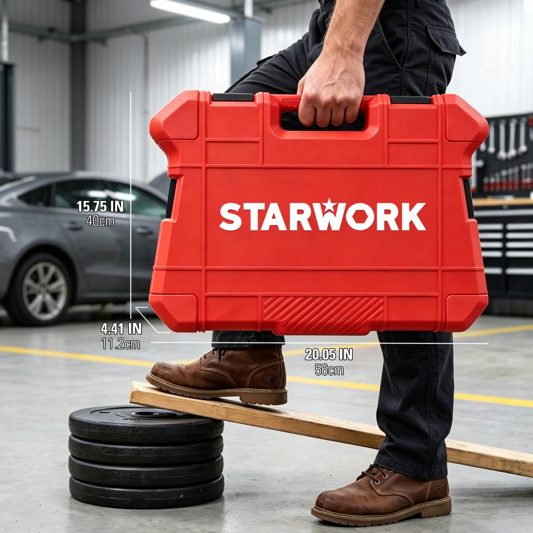 STARWORK TRUE MECHANIC 303-częściowy zestaw narzędzi mechanicznych, z kluczem zapadkowym 120T, profesjonalny, SAE/metryczny
