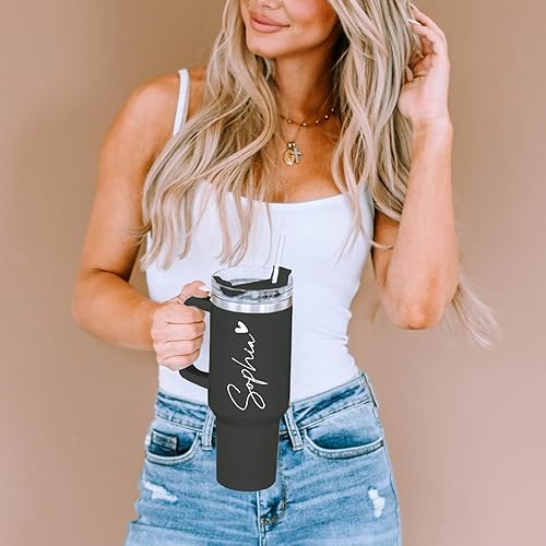 Miniatura 7 de 40 oz Tumbler with Handle and Straw,Custom Stainless Steel Insulated Tumbler with Name Travel Coffee Mug Personalized Mothers Day Gifts for Women