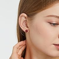 Vista 32 de Natural Stone Stud Earrings for Women 8mm Sterling Silver Genuine Gemstone Earrings Handmade Sterling Silver Crystal Stud Earrings for Women