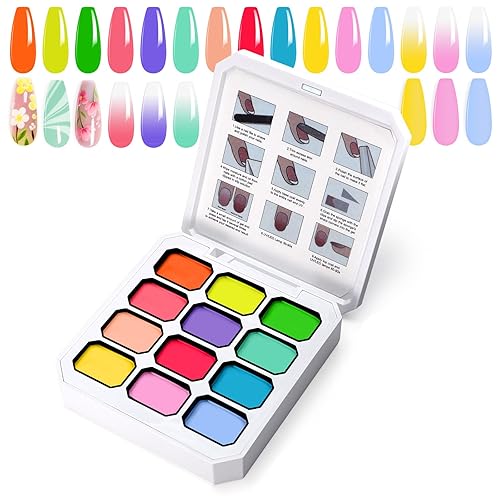 Gel de pintura degradada, 12 colores brillantes, esmalte de uñas de gel degradado para uñas de pigmento, uñas aura, manicura francesa, arte de uñas