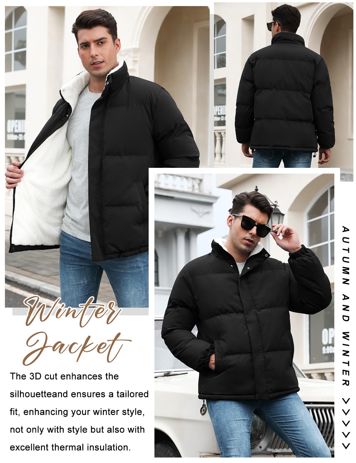 RITOSTA Giubbotto Invernale Uomo Casual Giacca in Pile da Lavoro Termica Jacket Piumino Cappotto Elegante Felpa Imbottita Giaccone Manica Lunga Sport e Tempo Libero con Cerniera