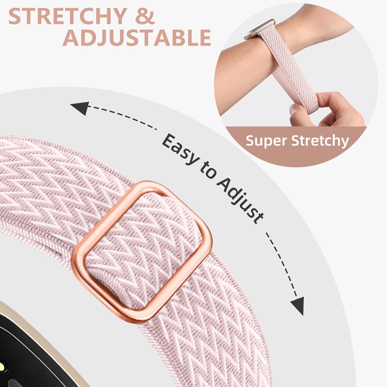 15 Pack Elastic Bands Compatible with Fitbit Sense Bands/Sense 2/Versa 3/Versa 4 Bands for Women Men, Comfortable Nylon Solo Loop Replacement Strap for Versa 4/Versa 3/Sense 2/Sense Wristbands