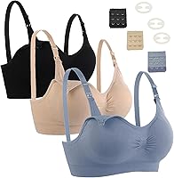 Seitop Wireless Nursing Bra for Breastfeeding - Seamless Maternity Bralette with One-Hand Clasp & Removable Pads