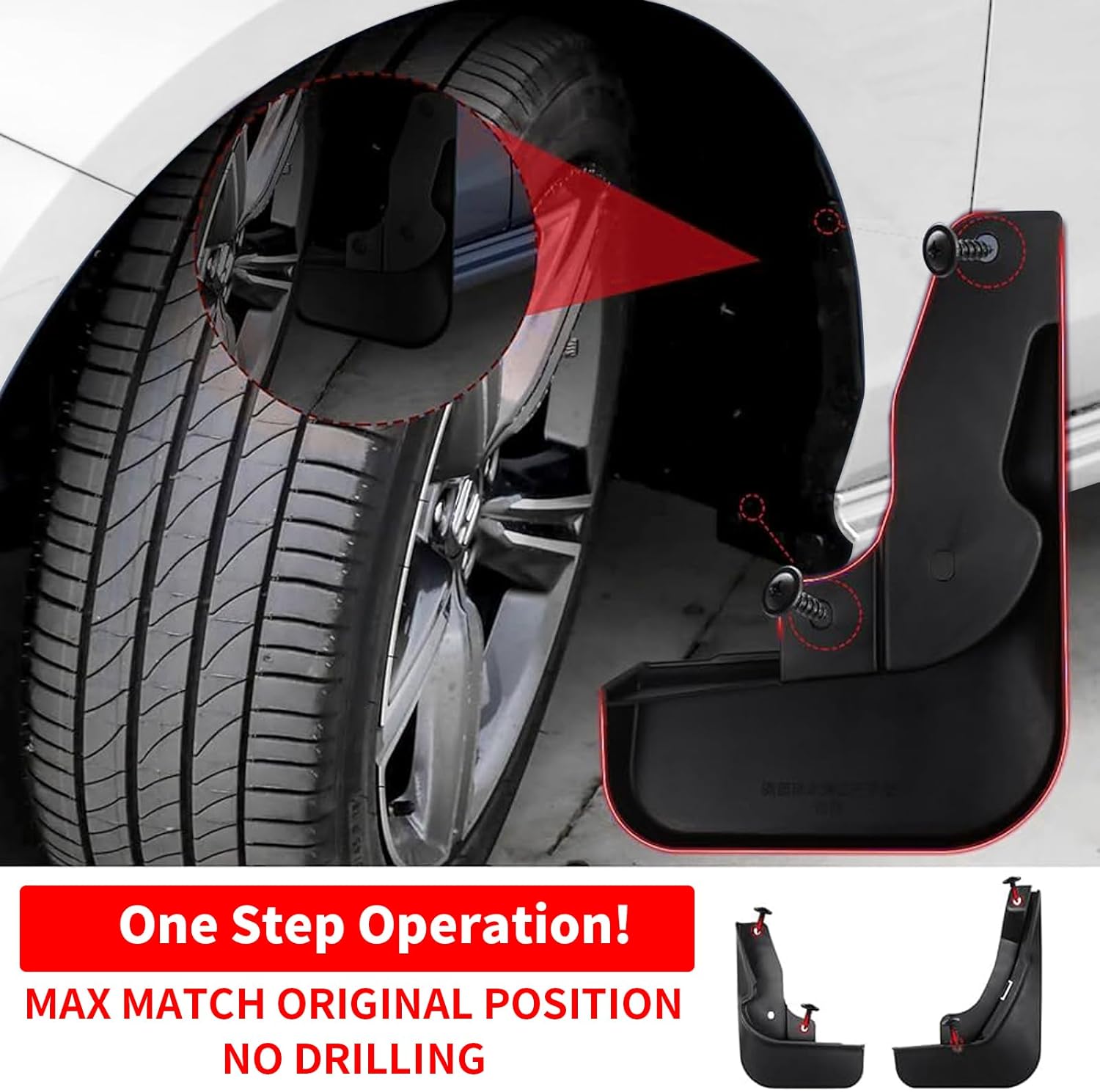 No Drill Mud Flaps for 2023-2026 Honda Accord, Heavy Duty Front & Rear All Weather Splash Guards Set for LX/SE/EX/EX-L Hybrid Sport/Sport-L Touring Models, OEM-Style Textured Black Mud Guards