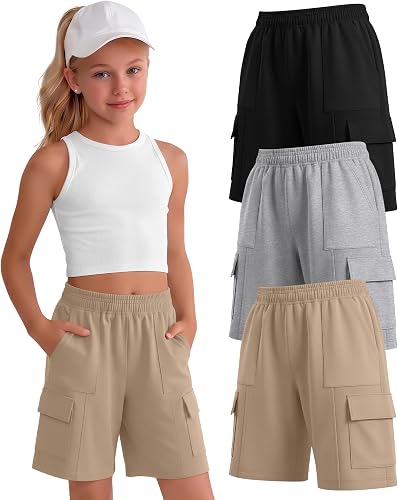 Yooo's Vivi 3 Pack Girls Bermuda Shorts, 3-Color, 13-14 Years