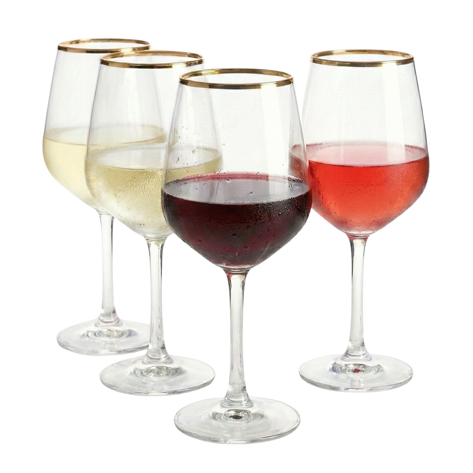 Amazon.com | RAKLE Avantgarde Wine Glasses Set of 4, 14.3oz Modern Gold  Rimmed Drinking Glasses for Red White Rose Wine and Cocktails, Lead-Free  Durable Dishwasher Safe Glassware, Elegant Gold Accented Design: Wine