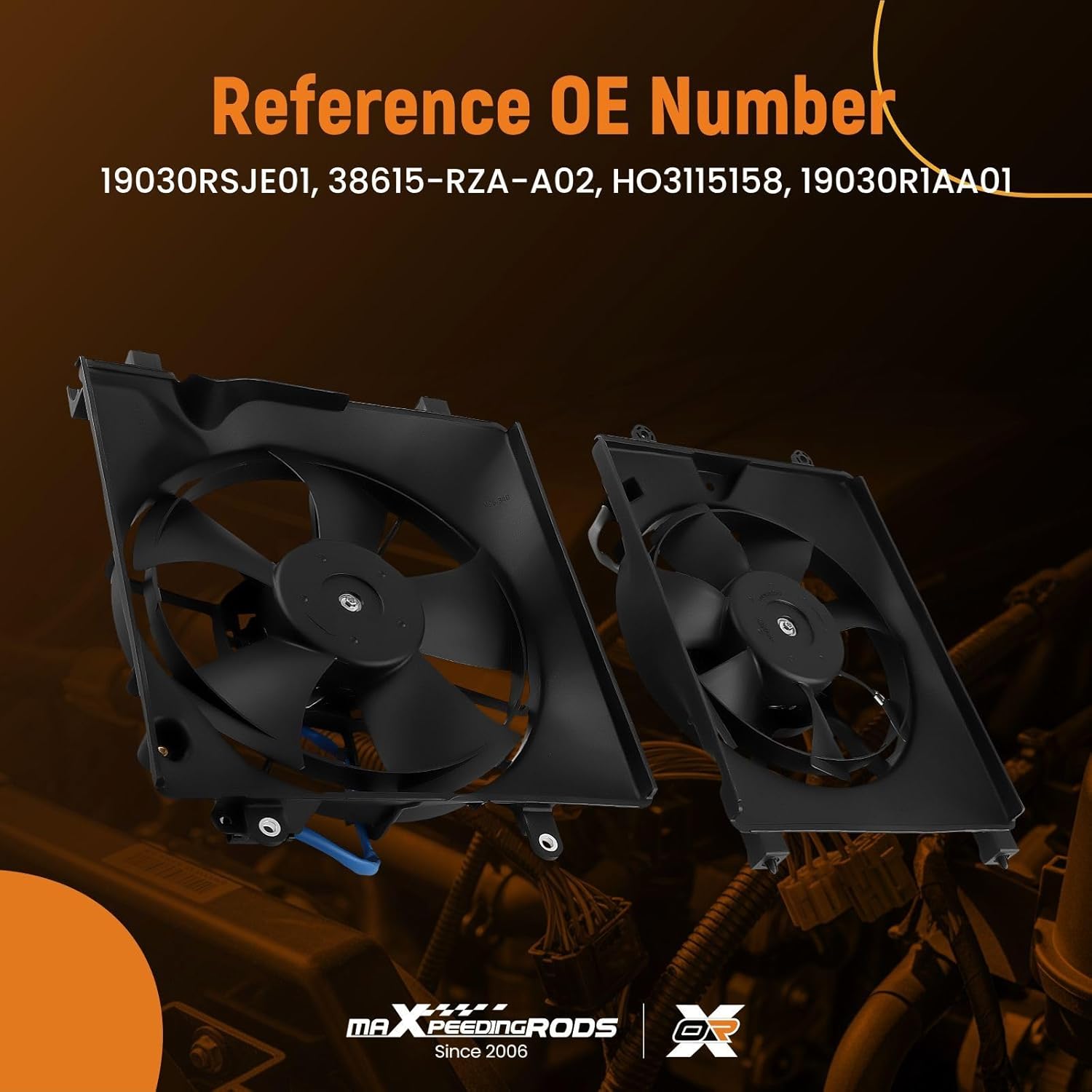 maXpeedingrods A/C Condenser Cooling Fan Left & Right Side Assembly for Honda Civic 2.4L 1.8L 1.5L 2012-2015, for Acura ILX 1.5L 2.0L 2.4L 2013-2017, 19030RSJE01