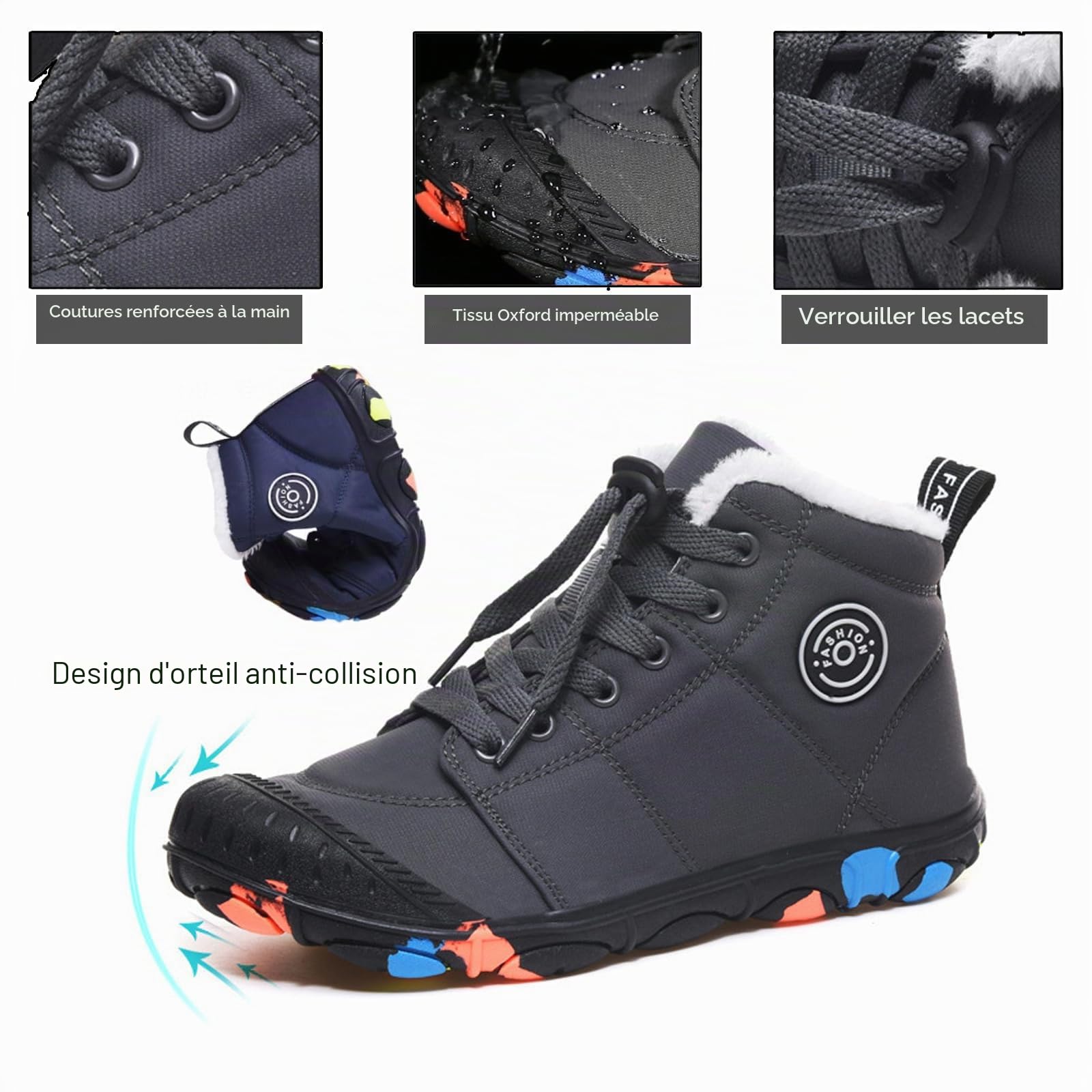 Chaussures pieds nus pour enfants - Imperméables - Chaussures pieds nus - Chaussures d'hiver pour enfants - Chaussures de randonnée légères et antidérapantes en caoutchouc