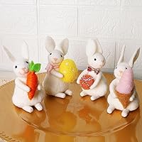 Watereem Set of 4 Easter Felt Bunny Ornaments - 4.3" Hanging Wool Rabbit Figurines for Spring Decor, Easter Gifts & Tabletop Display