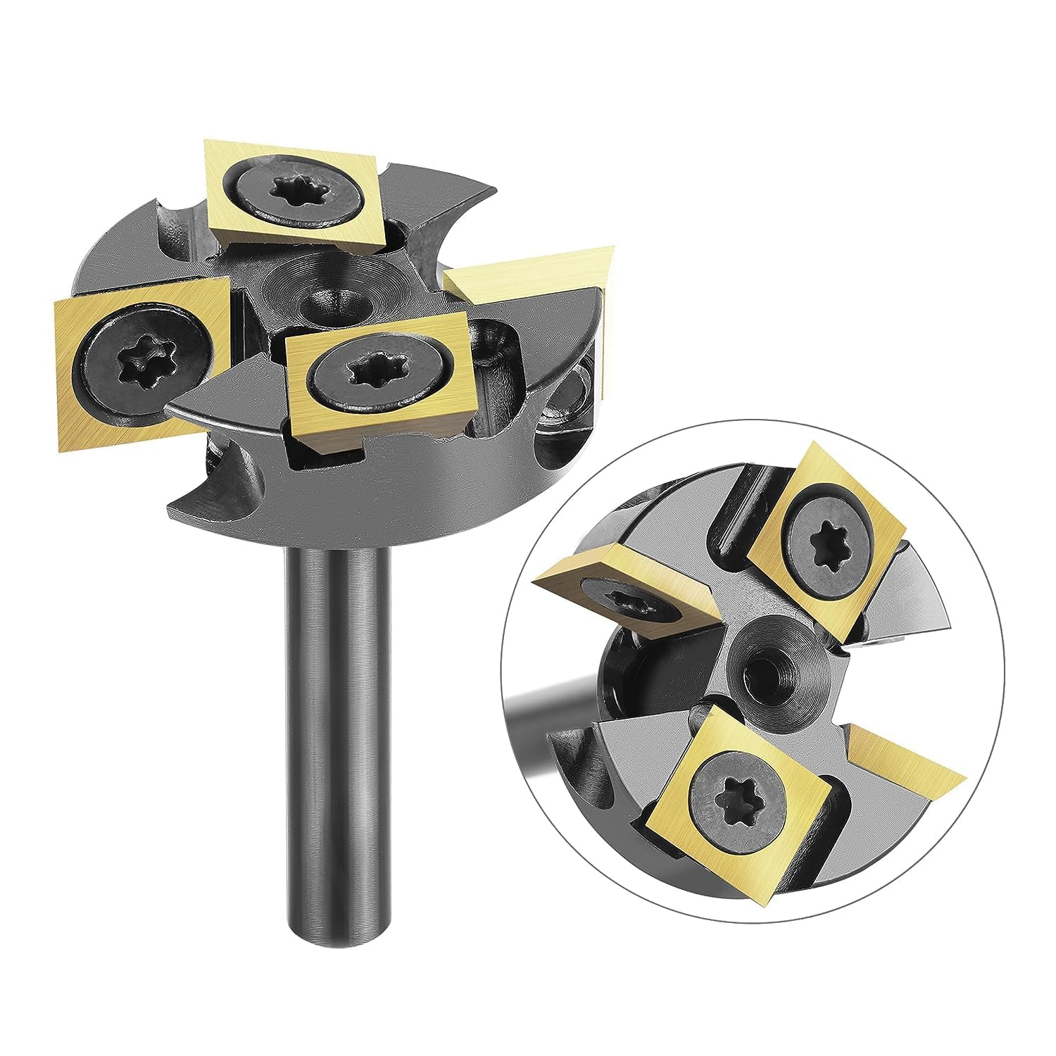 YANSYUAN Titanium-Coated Tungsten Carbide Replacement Inserts for CNC Spoilboard Surfacing Router Bits & Wood Turning Tools, Square 10x10x2.2mm, 30 Degree Cutting Angle, Durable Carbide Blades,10 PCS