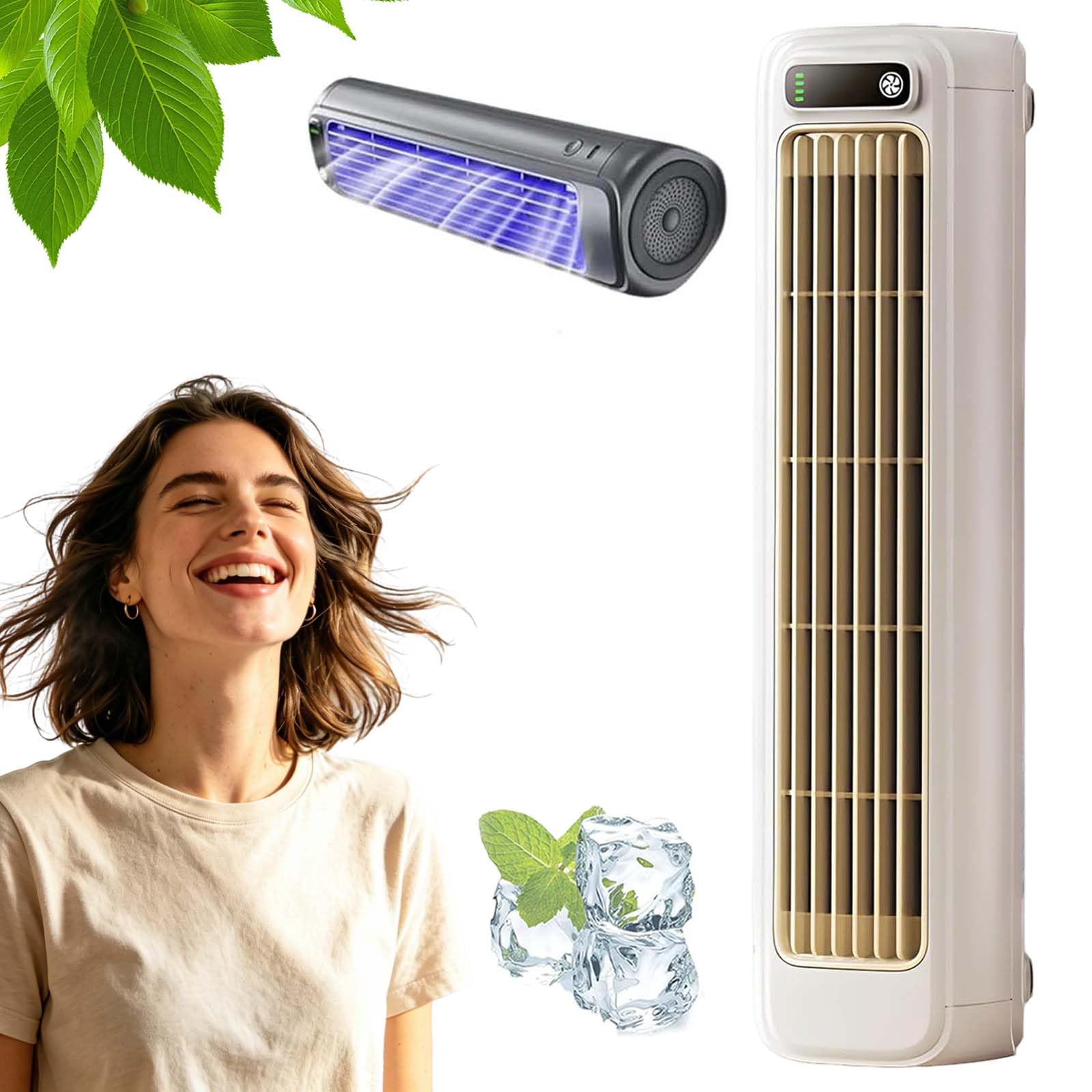Sfbnjr Coldeez Cooling Ace – Portable Air Cooler Fan with 3 Speeds, Rechargeable Personal Desk Fan, Drill-Free Wall Mounted Tower Fan for Office & Bedroom (White)