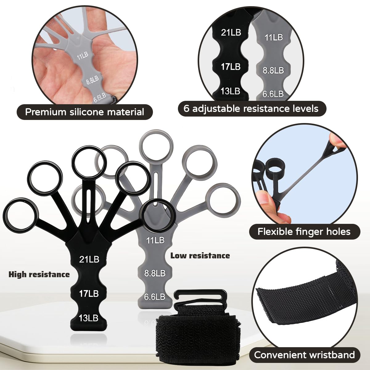 Allenatore per l'Avambraccio con 2 Trainer per Dita Allenatore per la Forza di Presa da 5-100 kg Trainer per Allenare Le Mani Rinforzo per l'Avambraccio Hand Grip per Allenamento per Le Mani