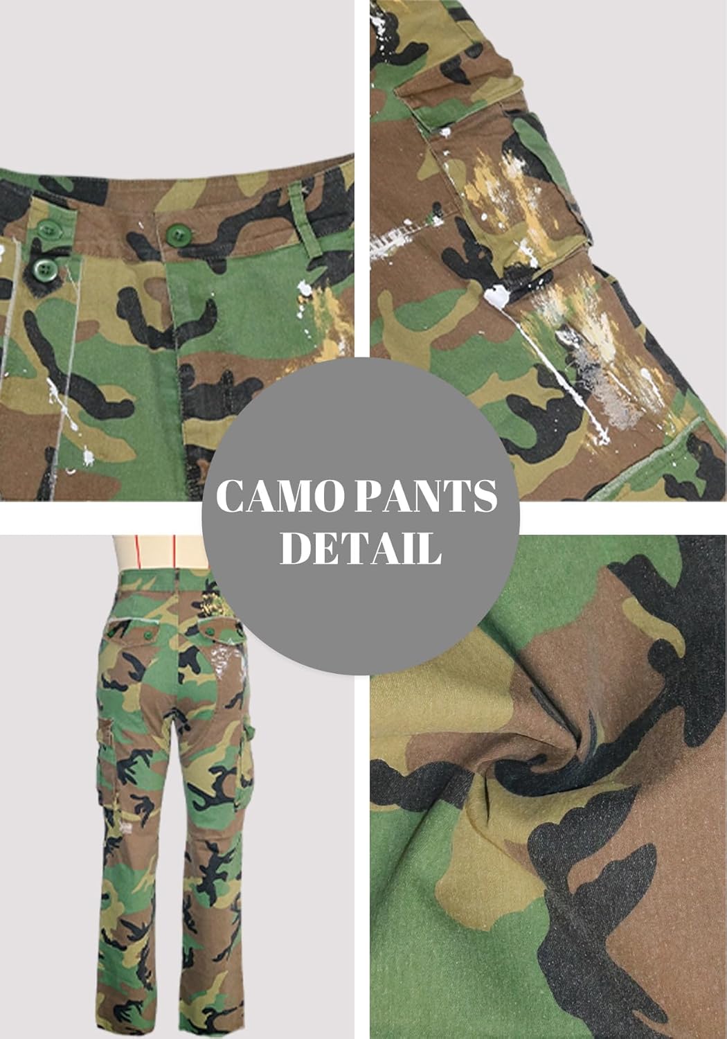 Tbahhir Womens Camo Pants with Cargo Pockets High Waisted Straight Leg Camoflage Sweatpants Baggy Casual Y2k Streetwear - Image 6