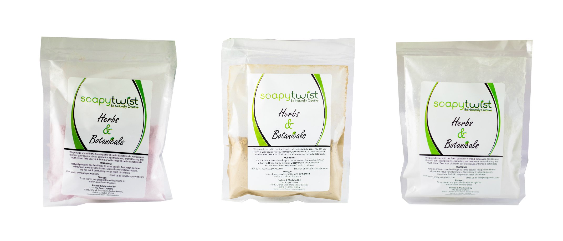 Soapy TwistTriple Clay Combo Pack, Kaolin Clay (100gm), Calamine Powder (100gm), Bentonite Clay (100gm)