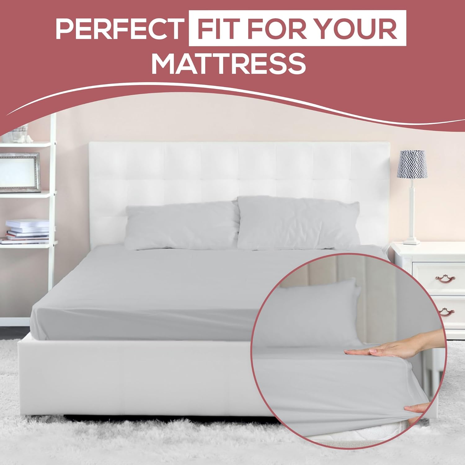 Superity Luxurious Hotel Quality Short Queen Fitted Sheet 100% Cotton Ultra Soft, Skin-Friendly & Hypoallergenic Deep Pocket Fits 12 Mattress Easy Care & Snug Fit (Short Queen Size - 60 X 75)