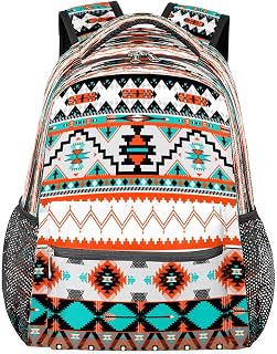 Mochilas escolares leves para meninos e meninas com estampa asteca à prova d'água de 40,64 cm para viagem, laptop, casual, adequado para homens e mulheres, trabalho, viagens, caminhadas, acampamento, Multicor, Medium, Mochilas Daypack