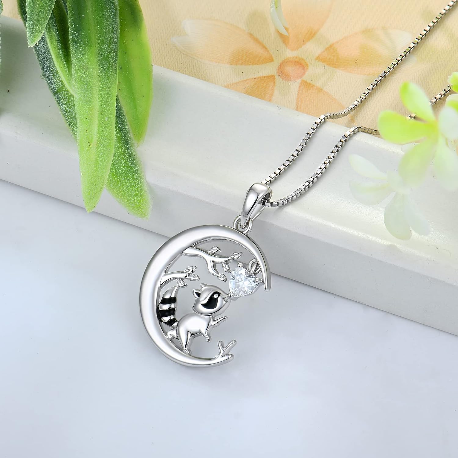 STARCHENIE Raccoon Necklace 925 Sterling Silver Heart Birthstone Pendant Cute Animal Jewelry for Women - Image 4