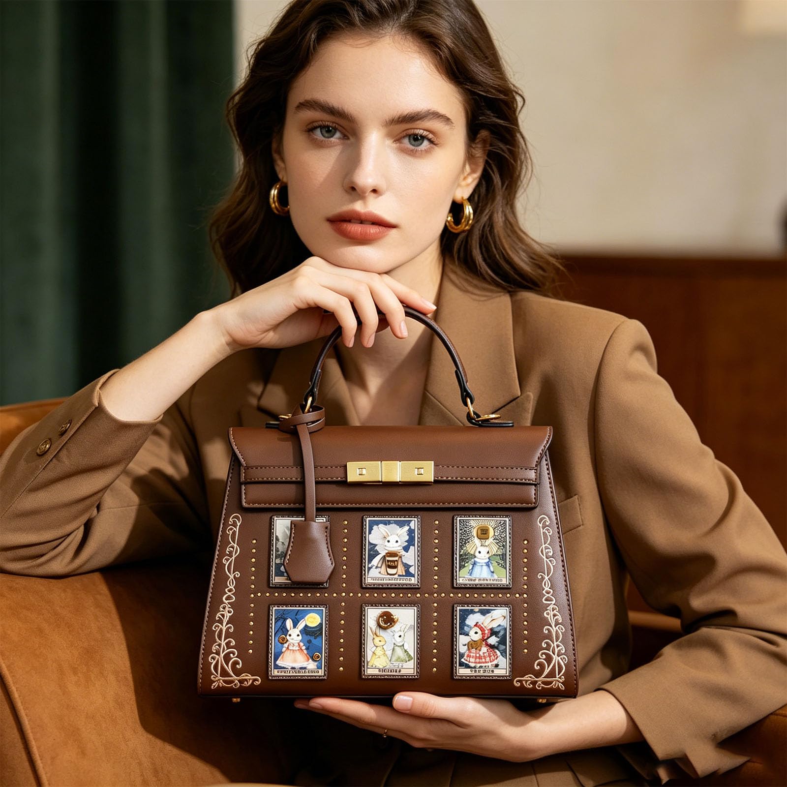 Borsa alla moda con stampa lepre con tasche multiple borsa leggera per uso quotidiano Borsa alla moda con stampa Lagomorph