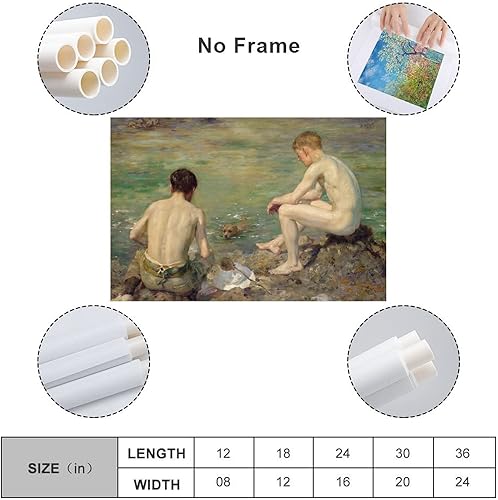 Miniatura 2 de Henry Scott Tuke - Póster decorativo de tres compañeros, arte de pared para sala de estar, dormitorio, 12 x 18 pulgadas (11.8 x 17.7 in)