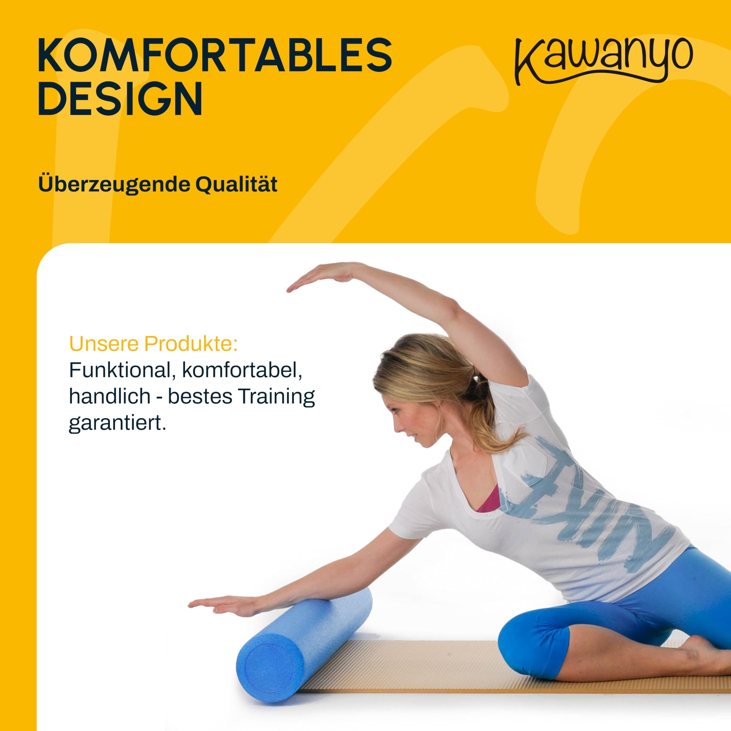 Pilates Rolle für Stabilitäts- & Balanceübungen – Übungshilfe zum Pilatestraining – Yoga Rolle aus Hartschaum für Yoga, Pilates, Fitness, Gymnastik, Reha & Therapie