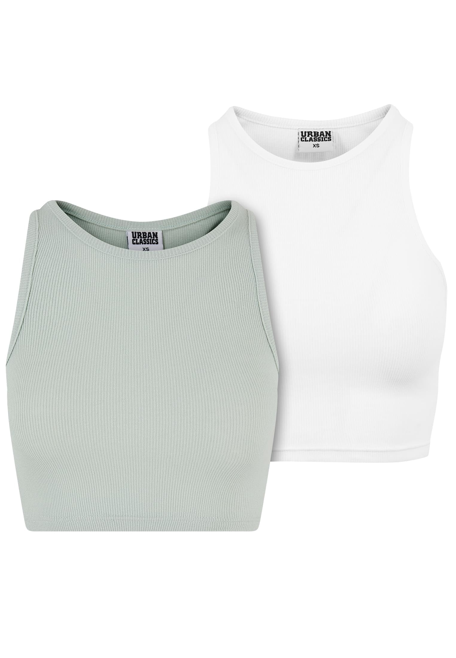 Urban Classics Women's Frostmint + White Cropped Rib Top 2-Pack Undershirt, S
