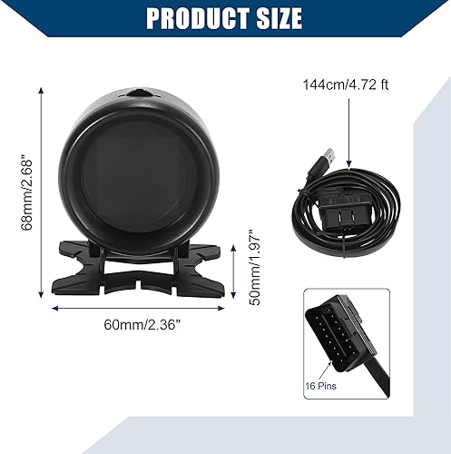 Miniatura 5 de OBDII HUD - Medidor digital multifunciónKMH MPH para exteriores, velocímetro digital, medidor de temperatura de aceite, probador de voltaje de