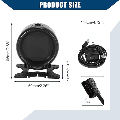 Miniatura 5 de OBDII HUD - Medidor digital multifunción/KMH MPH para exteriores, velocímetro digital, medidor de temperatura de aceite, probador de voltaje de