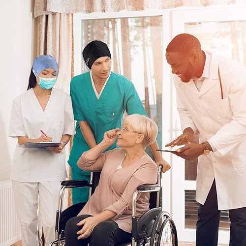 Miniatura 6 de SATINIOR Gorra de trabajo de 4 piezas con botones, gorro de trabajo unisex con banda ajustable para el sudor