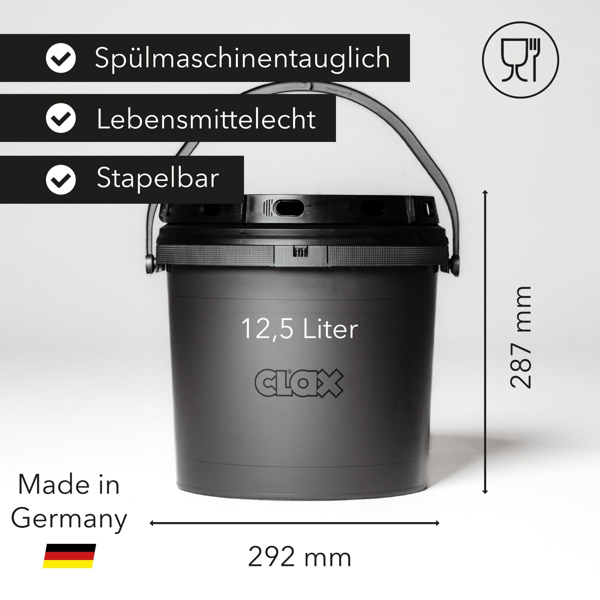 Clax® Fresh Profi-Frischhaltesystem für Lebensmittel, Aufbewahrung von Soßen und Speisen, 12,5 Liter Behälter, Mehrweg (3)