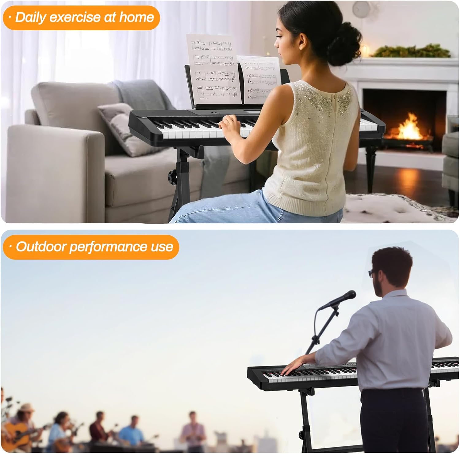 AODSK Keyboard Stand Heavy Duty- Z Style Adjustable and Portable Heavy Duty Piano Stand for Kids and Adults,Height and Width Adjustable Fits for 61-88 Keys Electric Pianos