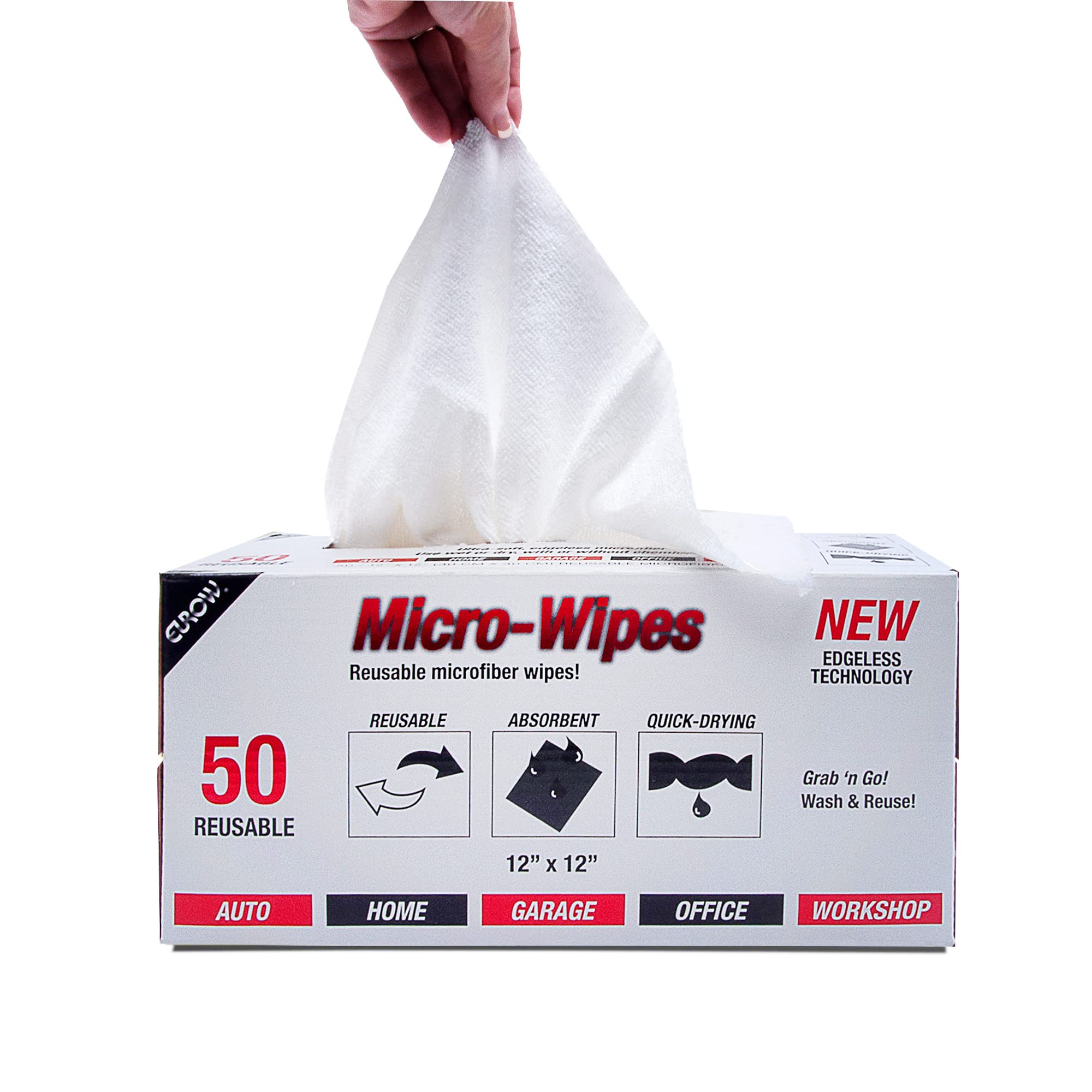 Eurow Paños de microfibra para limpiar y limpiar con dispensador, 50 unidades
