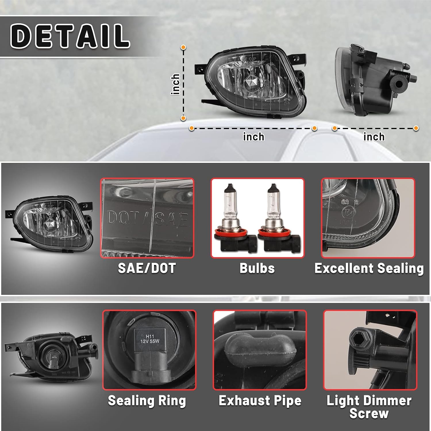 AUTOWIKI Fog Lamp For 2003 2004 2005 2006 Mercedes Benz E320/E500 Fog Lights Assemblies For 2003-2006 Mercedes Benz E320/E500 1 Pair