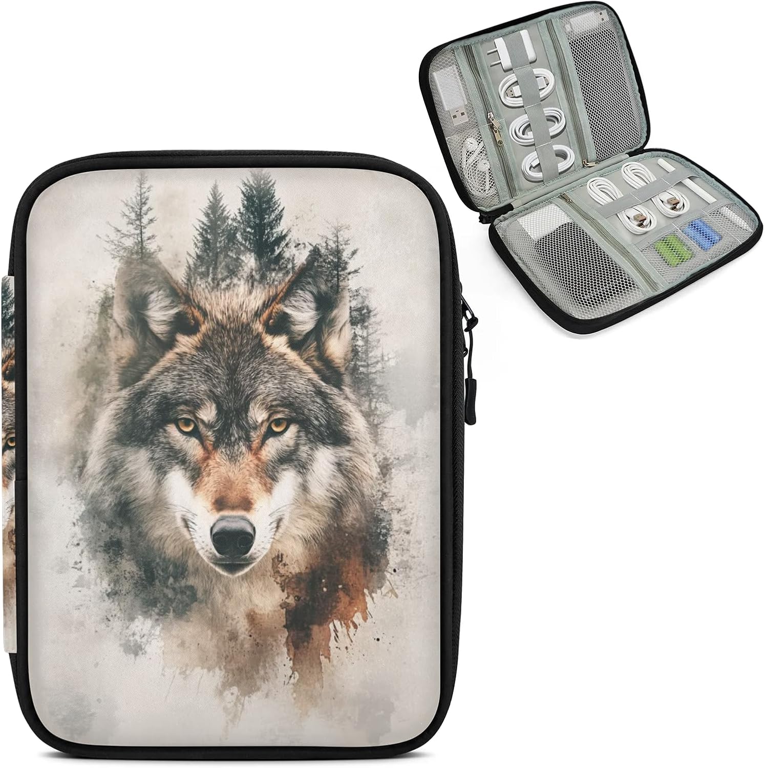 TropicalLife Wolf Forest Electronics Travel Organizer Case