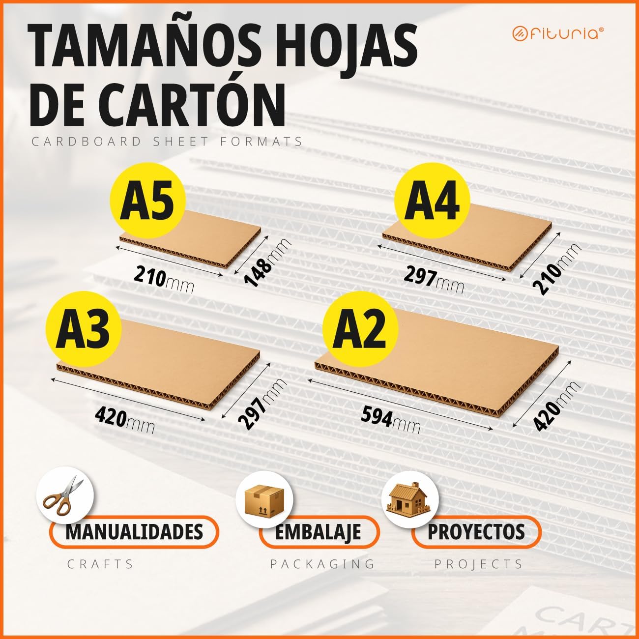 10 Sheets of Rigid Cardboard for Hobbies and Architectural Projects, Packaging and Shipping Protection, Thickness 1-2 mm, A4 Size (210 x 297 mm), 10 Pieces - Ofituria (A4, 10 Pieces)