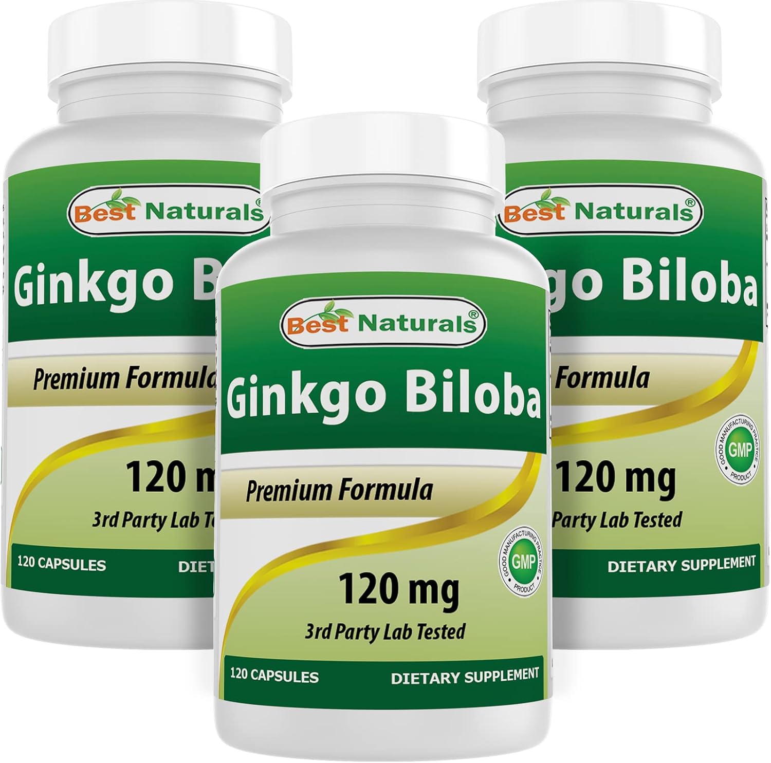 Best Naturals, Ginkgo Biloba Extract – Double Strength Ginkgo Biloba, 120mg, 120 Capsules (120 Count (Pack of 3))
