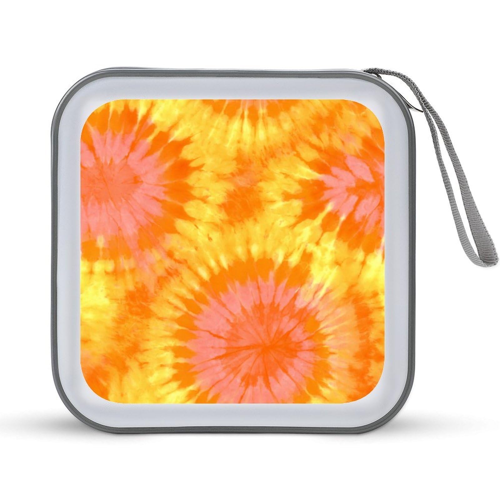 Jubonexis Neon Mango Orange Tie Dye CD Case DVD Storage Case Portable for Car Home Travel