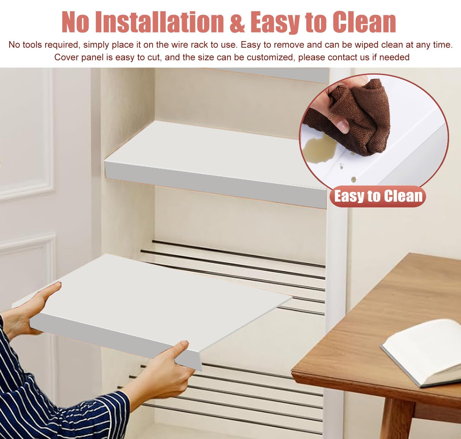 Wasserdichte PVC-Drahtregalabdeckung für Speisekammer und Lagerung, individuelle Größe, 61 x 30 cm, keine Installationsschutz für Drahtgestell, 1 Stück